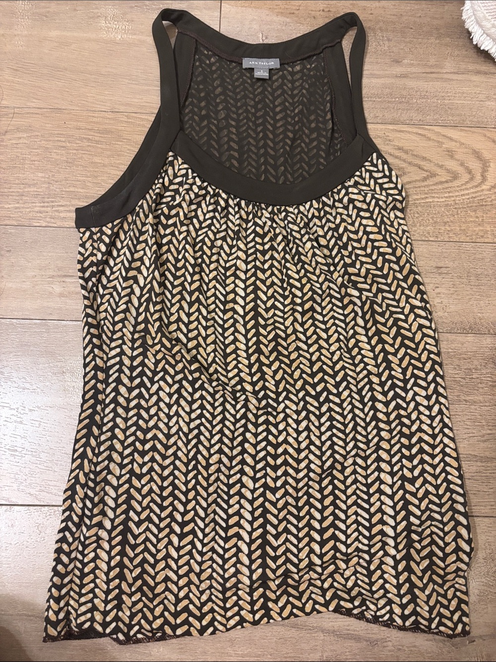 2/$15 Ann Taylor Loft Sleeveless Patterned Tank - Black & Cream Small
